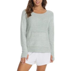 SOLD Barefoot dreams heathered green pearl raglan crew sweater cozychiclite